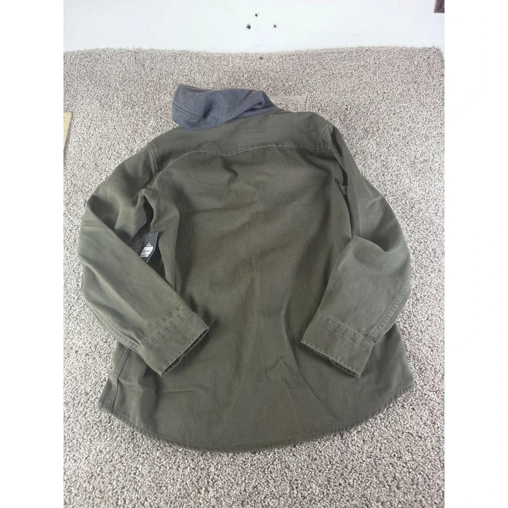 No Boundaries Mens Hooded Shirt Jacket Green Medium NB30102 Shacket New